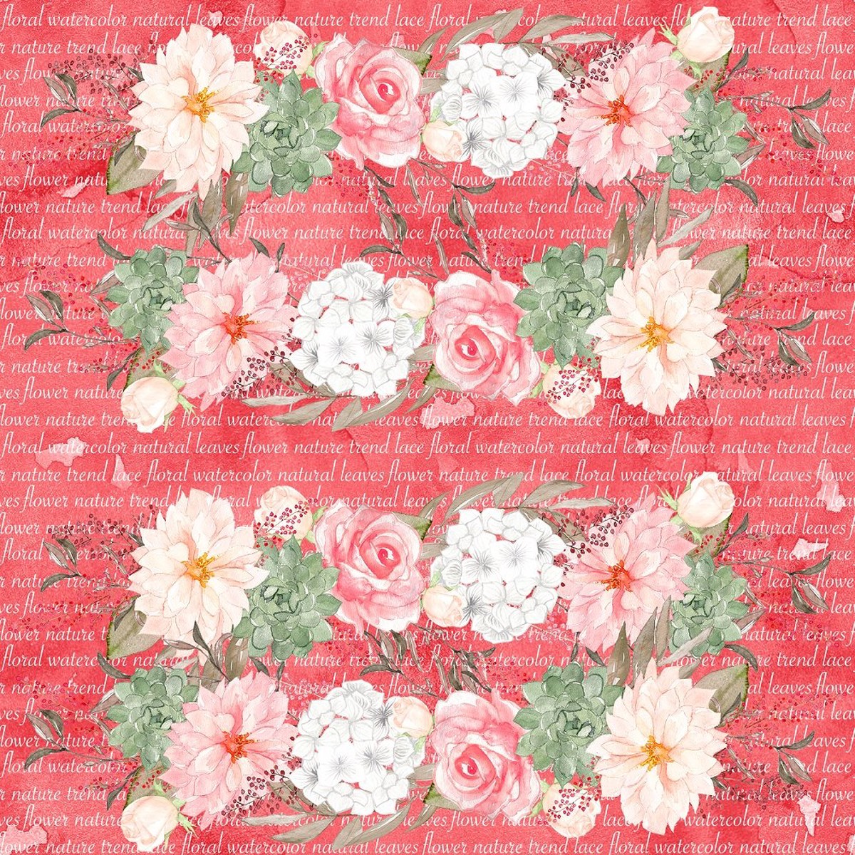 Romantic Bouquets Arrangement Fabric - Red