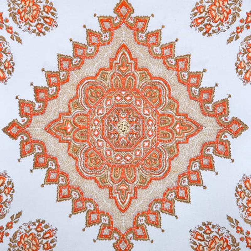 Home Couture Fabric: Persepolis - Custom Melon / Camel on White Suncloth (OUTDOOR)