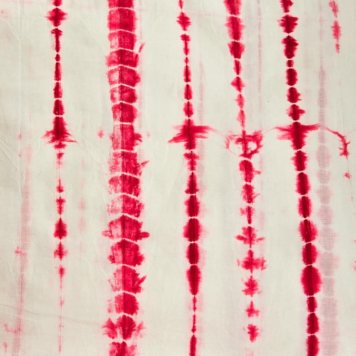 Pure Cotton Shibori White With Red Hand Made Fabric