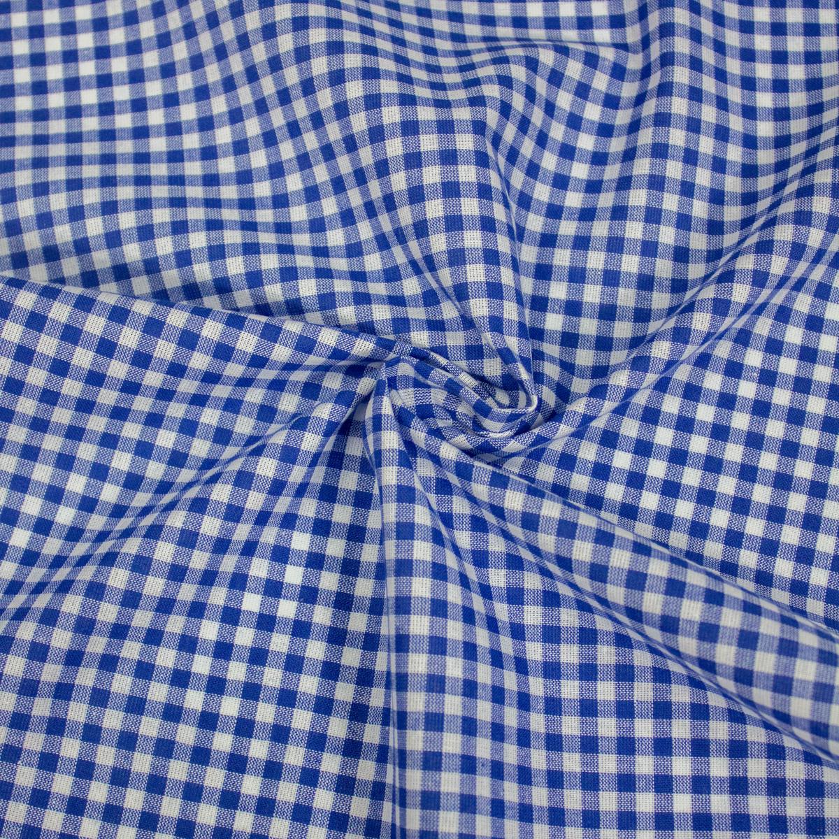 Robe Blue Vichy Check Cotton Blend Fabric