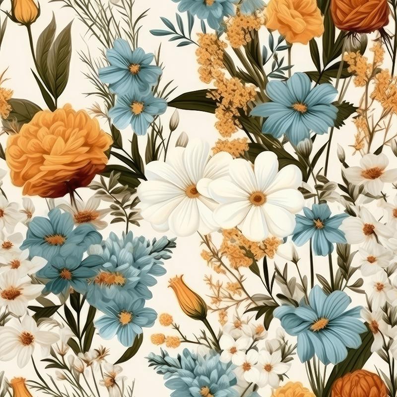 Rustic Wildflowers Bouquets Pattern 7 Quilting Cotton Fabric