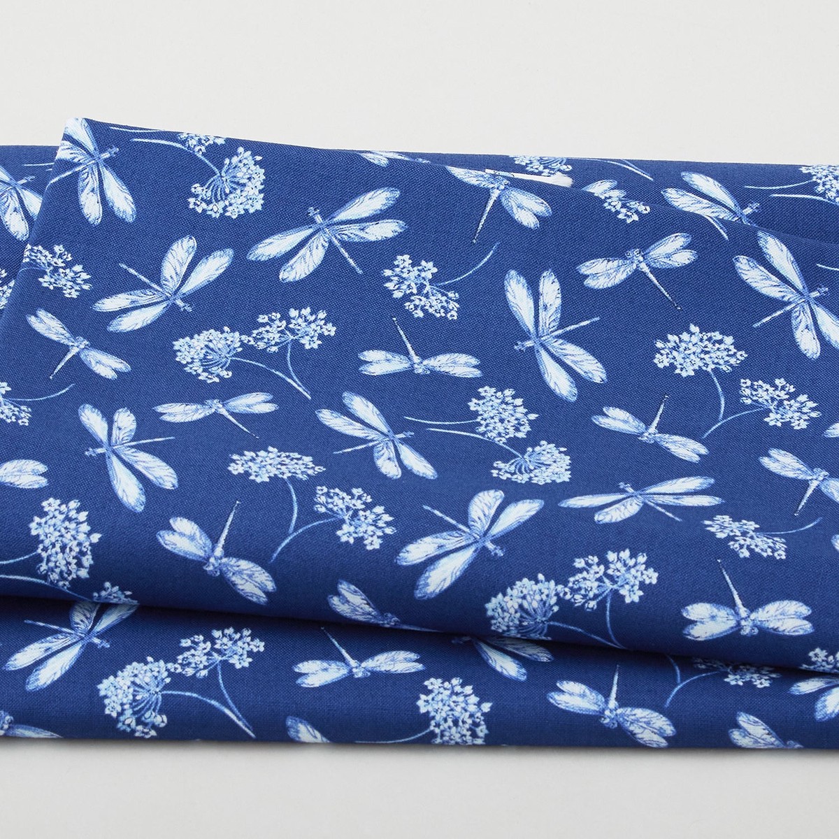 Annablue - Large Dragonflies With Flowers Navy 2 Yard Cut