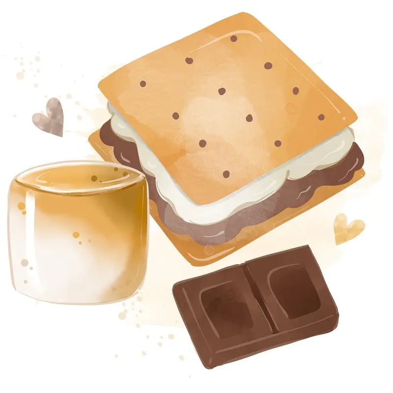 Cute Smores Scene #4 Fabric Panel