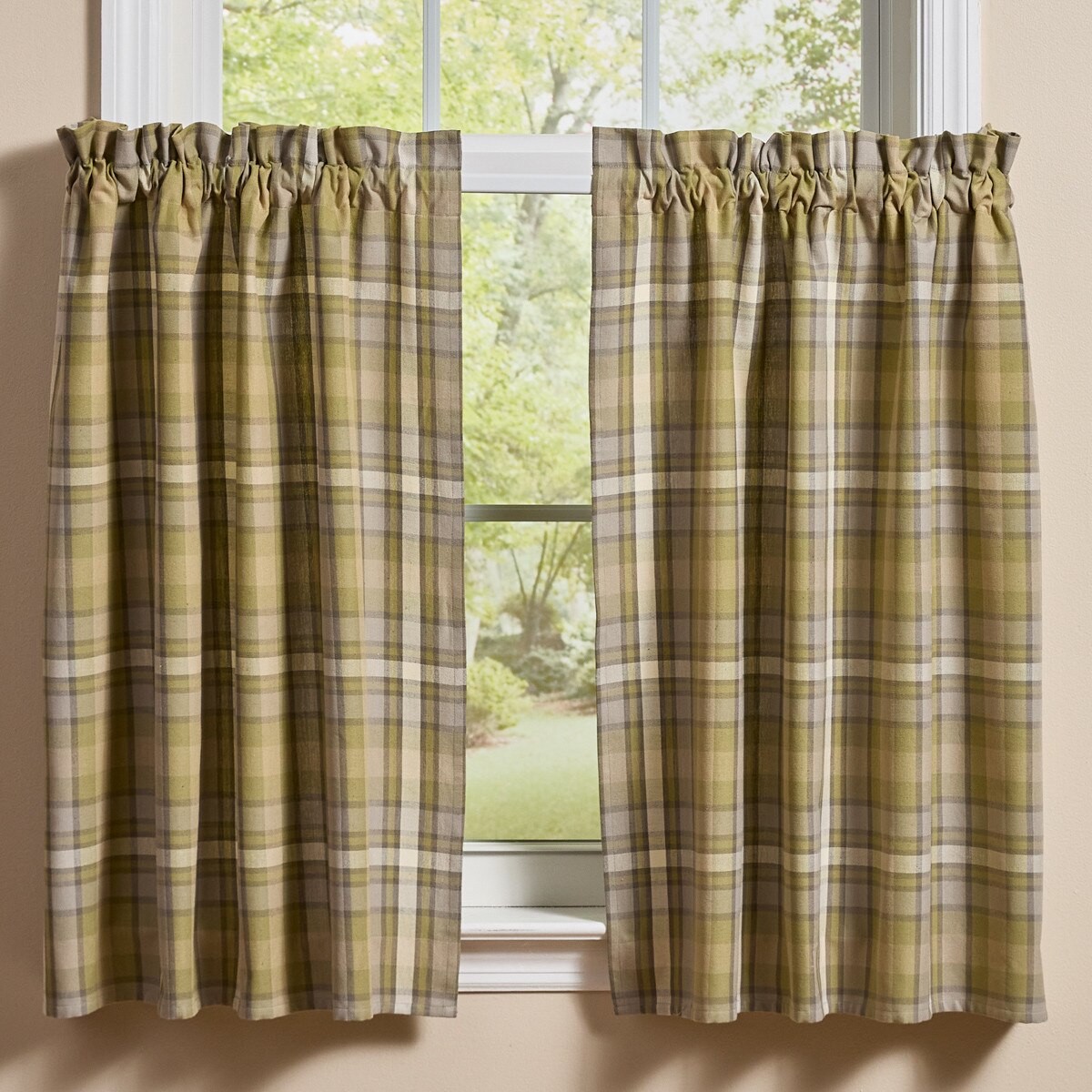 Boulder Lodge Plaid Curtain Tiers, 72" x 36"