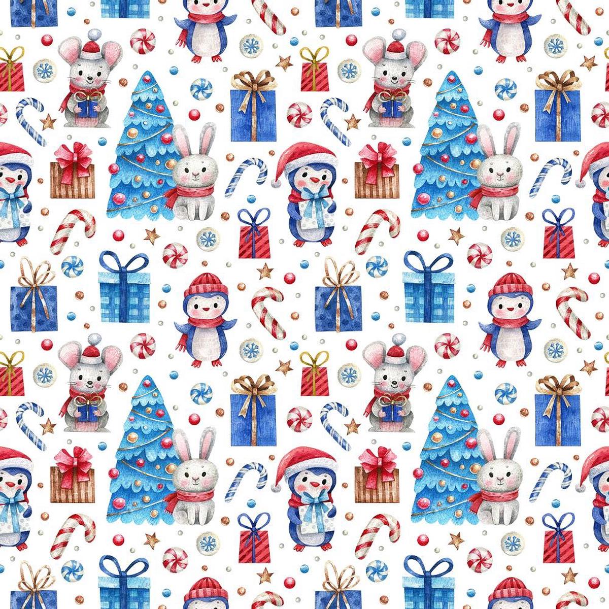 Cute Watercolor Animals Elements Fabric