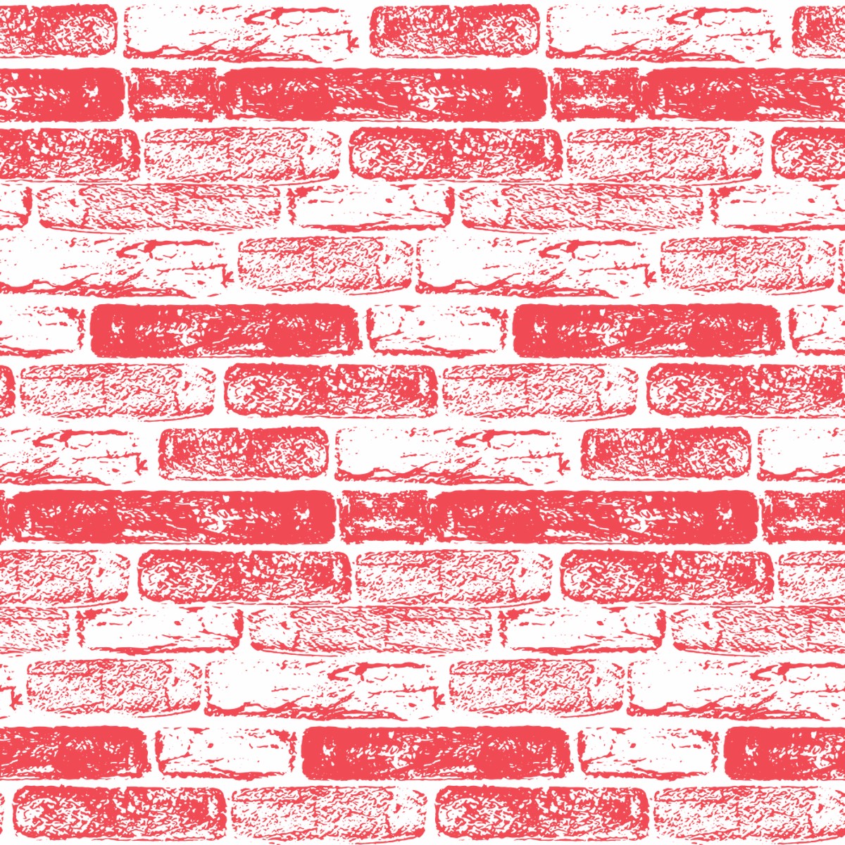 Hand Drawn Brick Wall Fabric - Red