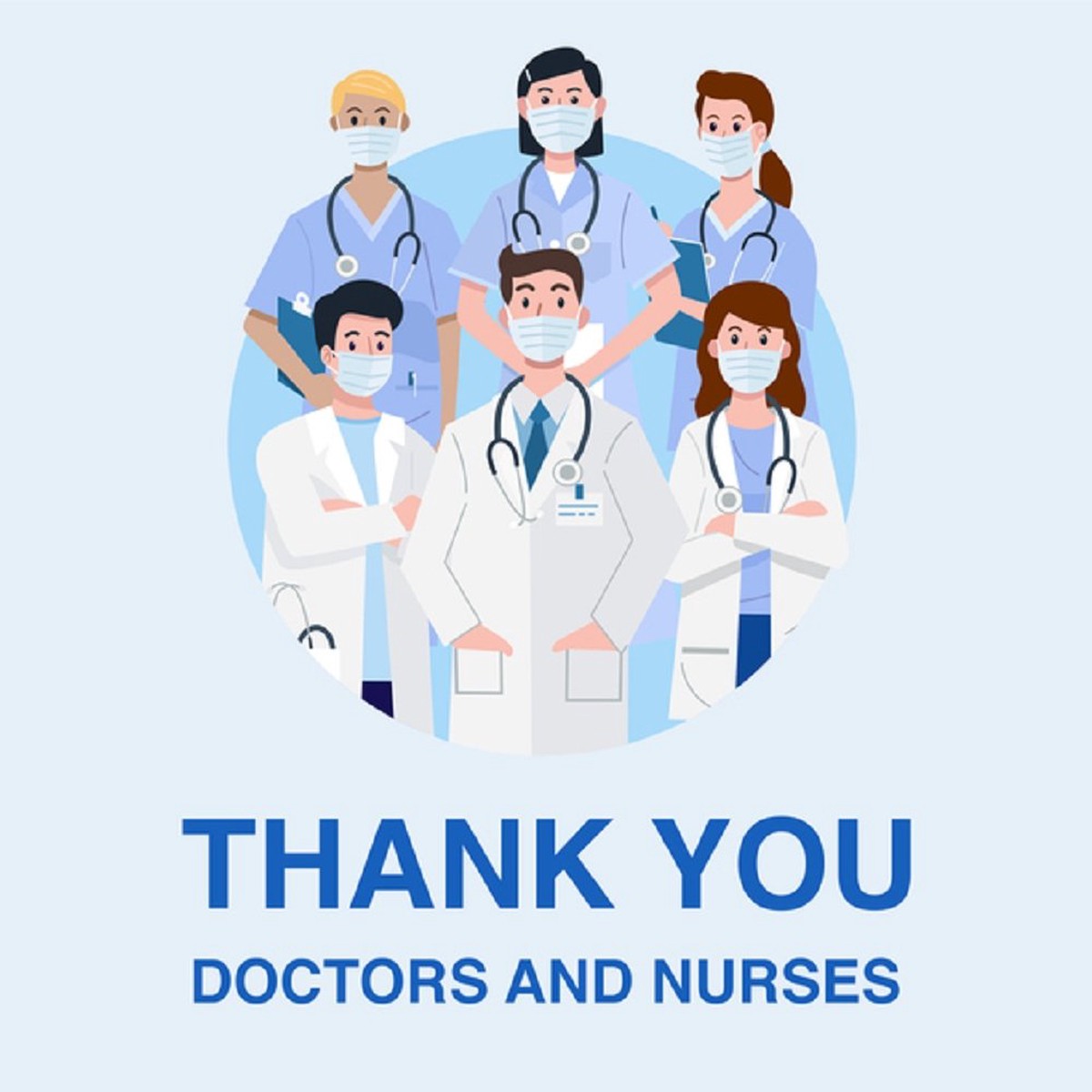 Occupation Thank You Doctors And Nurses Fabric Panel - Blue