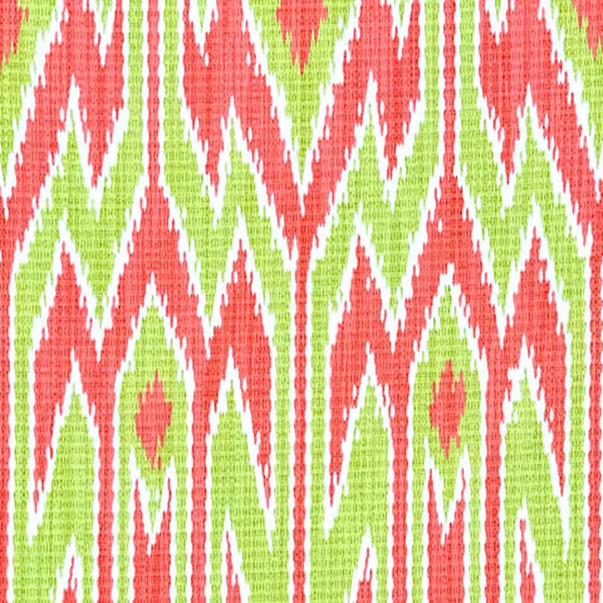 China Seas Fabric: Lucaya Ikat - Custom Orange / Green on Lightly-Tinted Linen / Cotton (Imported from Italy) - Lucaya Ikat - Custom Orange / Green on Light - Tint Soft Linen / Cotton Blend (Importe