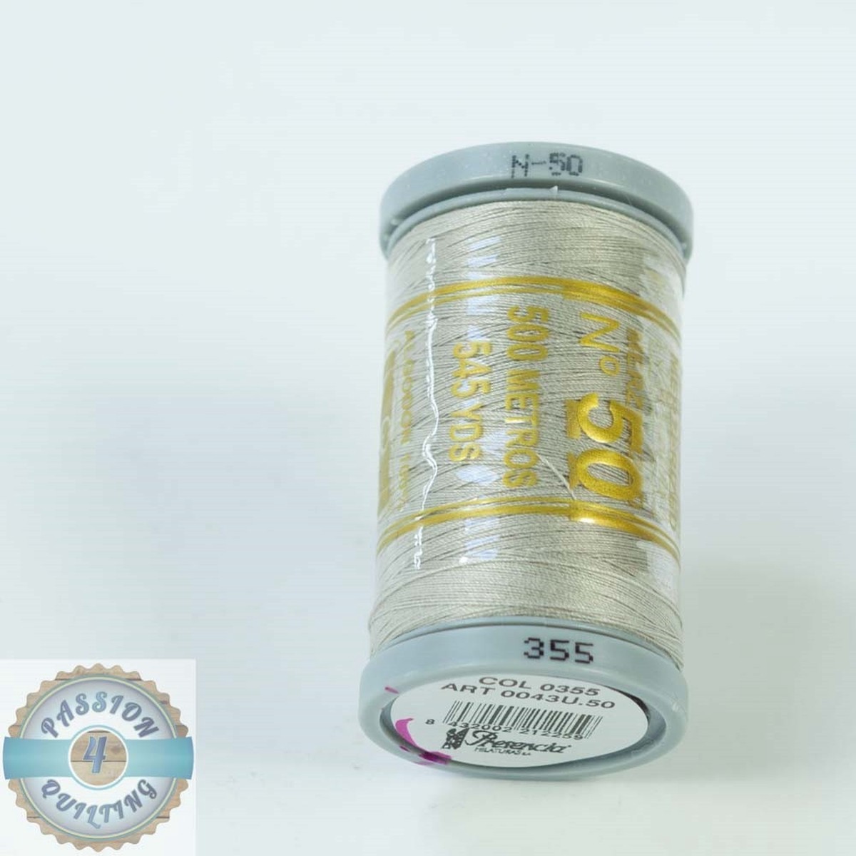 Presencia Cotton Quilting Thread 50wt 500m Colour 355 Light Grey