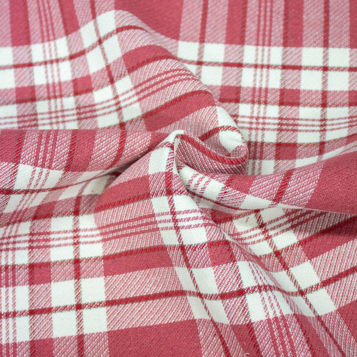 Jeff Raspberry Pink Check Wool Blend Fabric