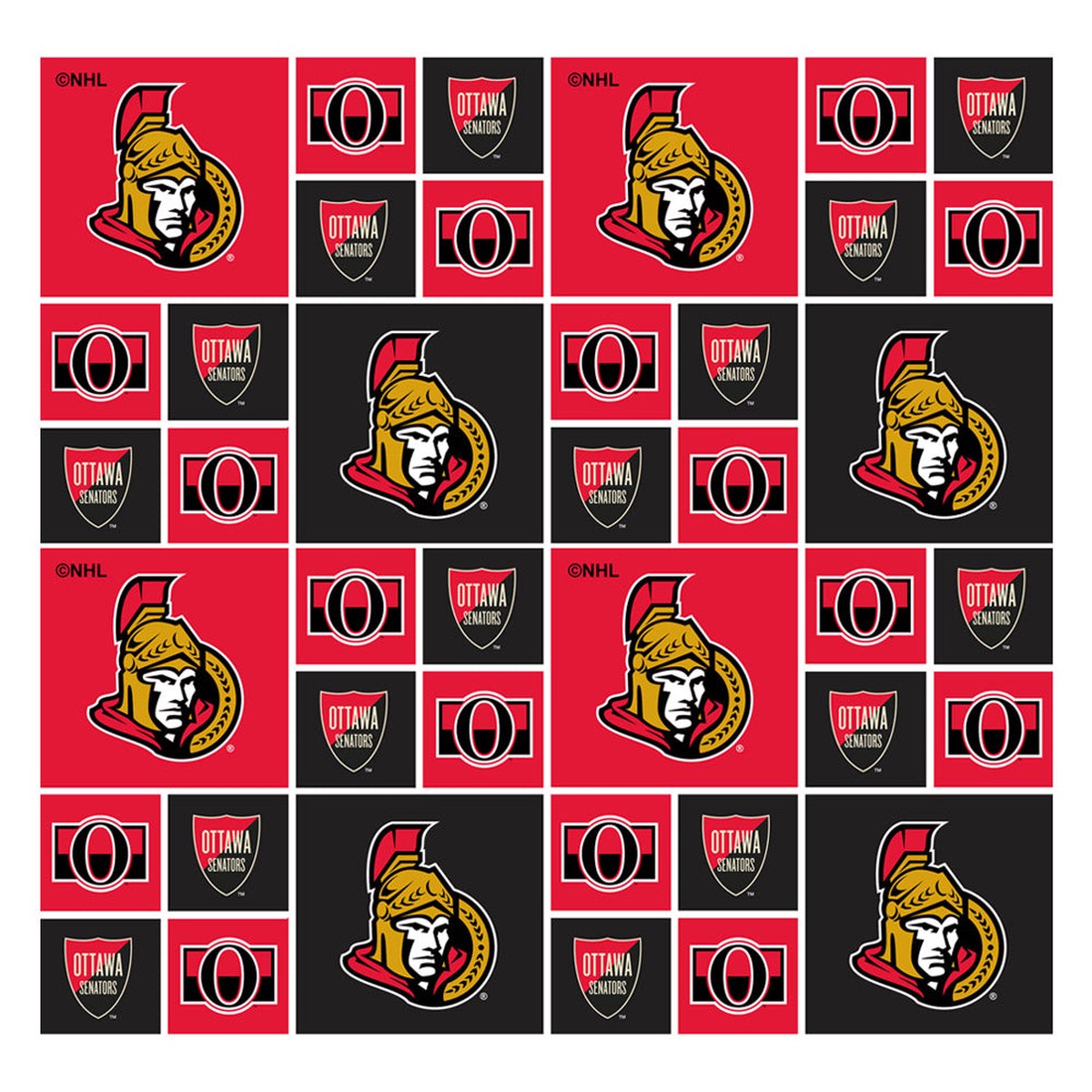 Ottawa Senators - NHL Cotton Print - Squares