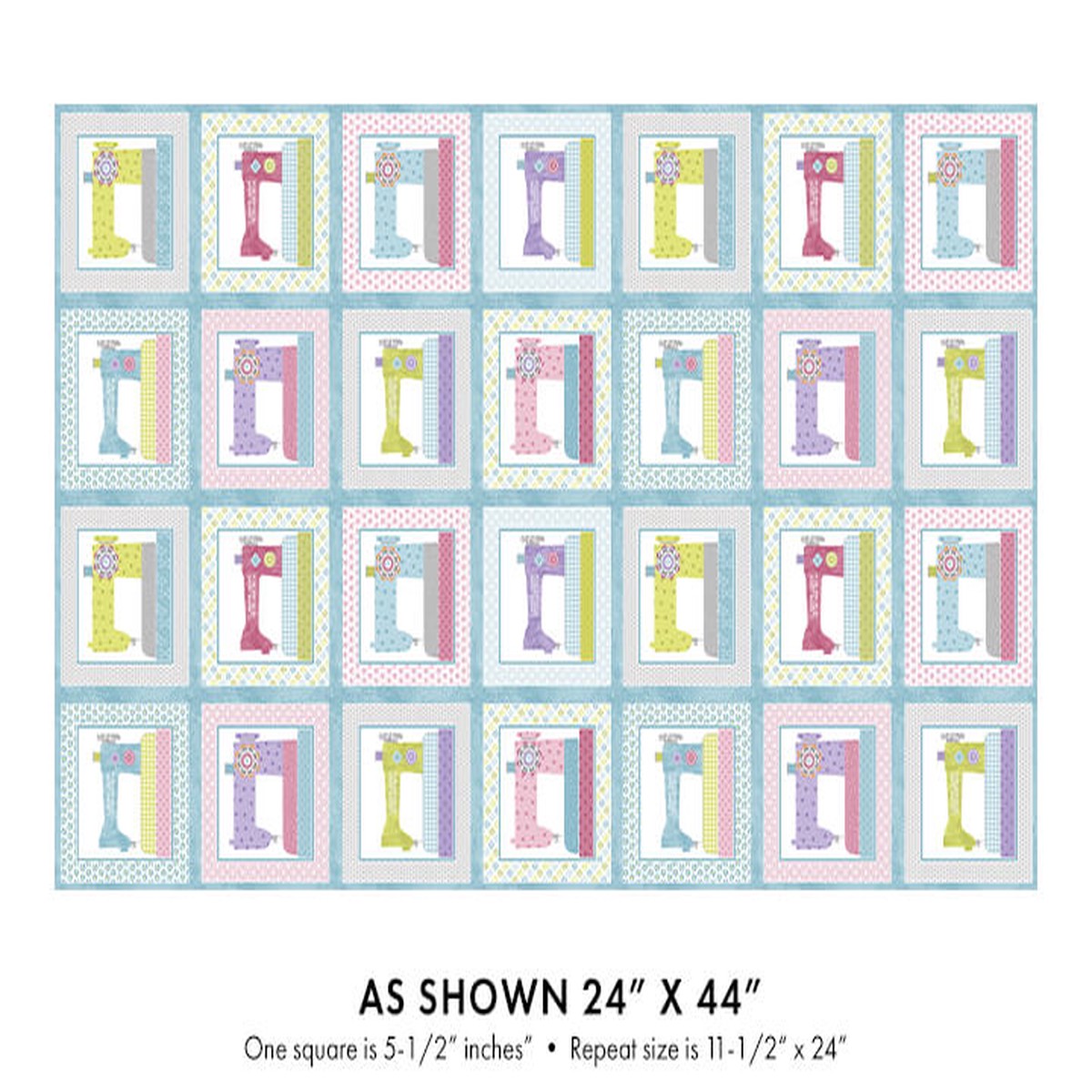 Stitch Garden - Squares - Panel (24"x44")