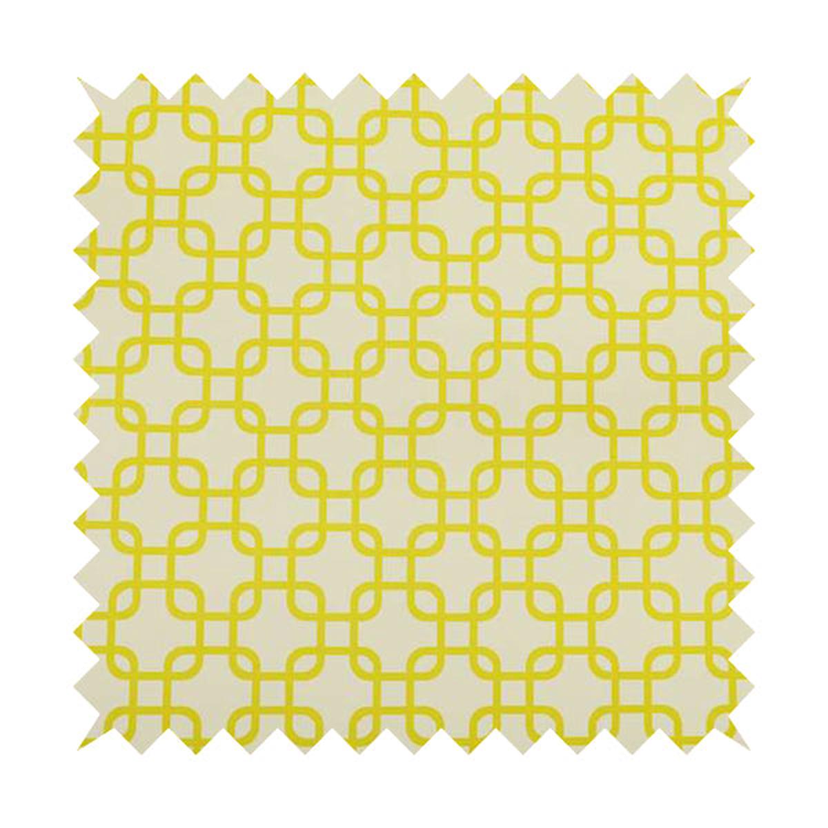 Freedom Printed Velvet Fabric Collection Yellow Maze Geometric Pattern Upholstery Fabric CTR-167