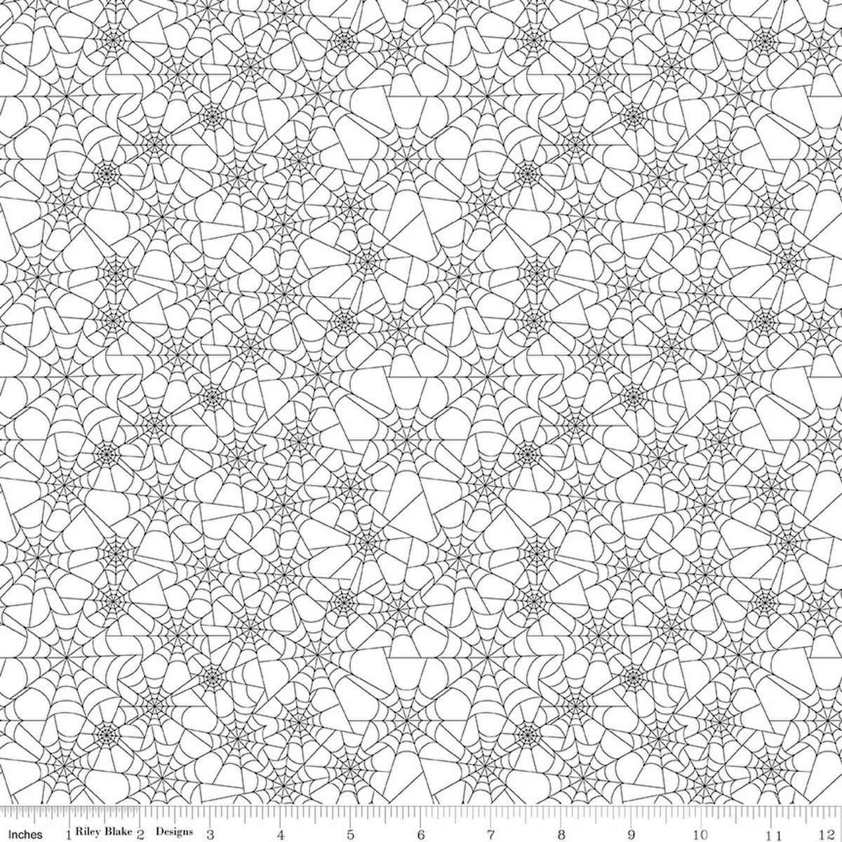 Seasonal Basics Spider Webs White Halloween Fabric - C771 - Riley Blake Quilting Cotton Fabric