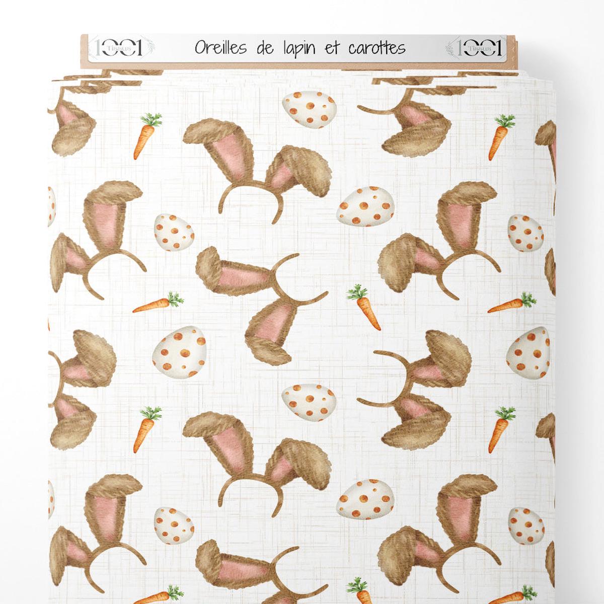 Tissu - Oreilles de lapin et carottes
