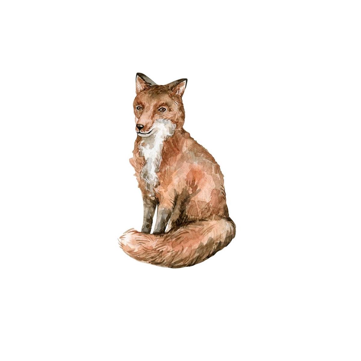 Watercolor Red Fox Fabric Panel
