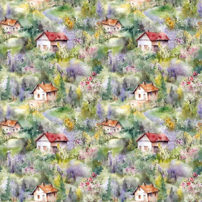 Garden Village Pattern #4 Fabric