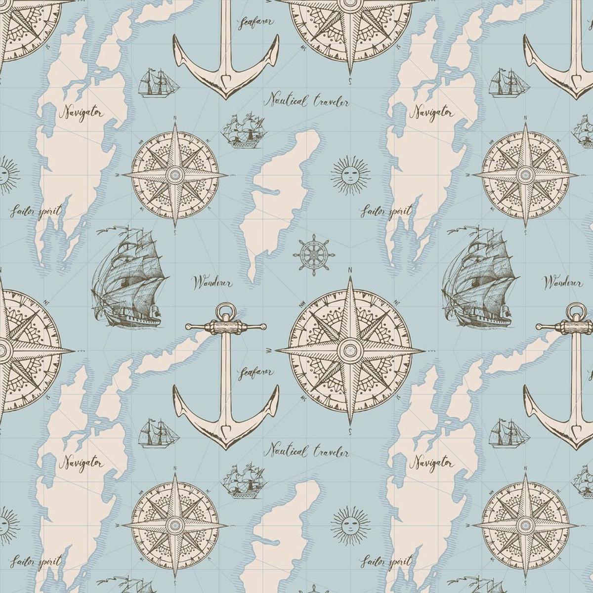 Vintage Travel Map Fabric