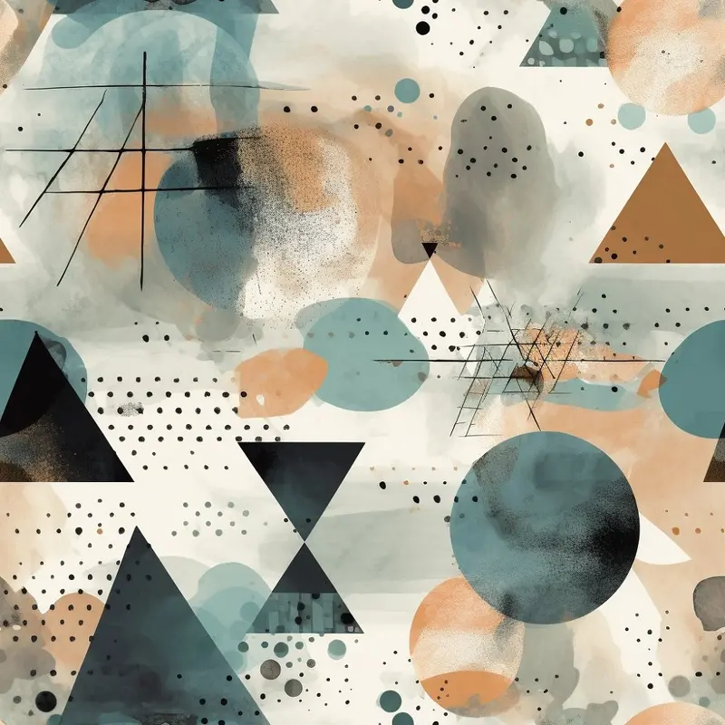 Watercolor Geometry Elegance Pattern #4 Fabric