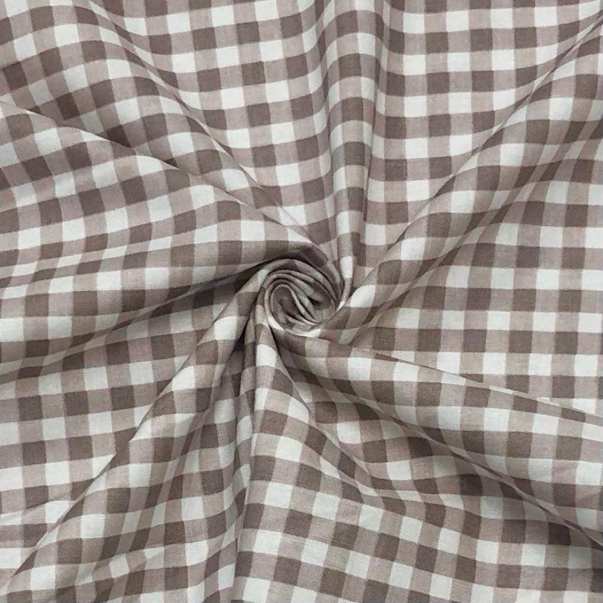 Brown Checkered Cotton Fabric