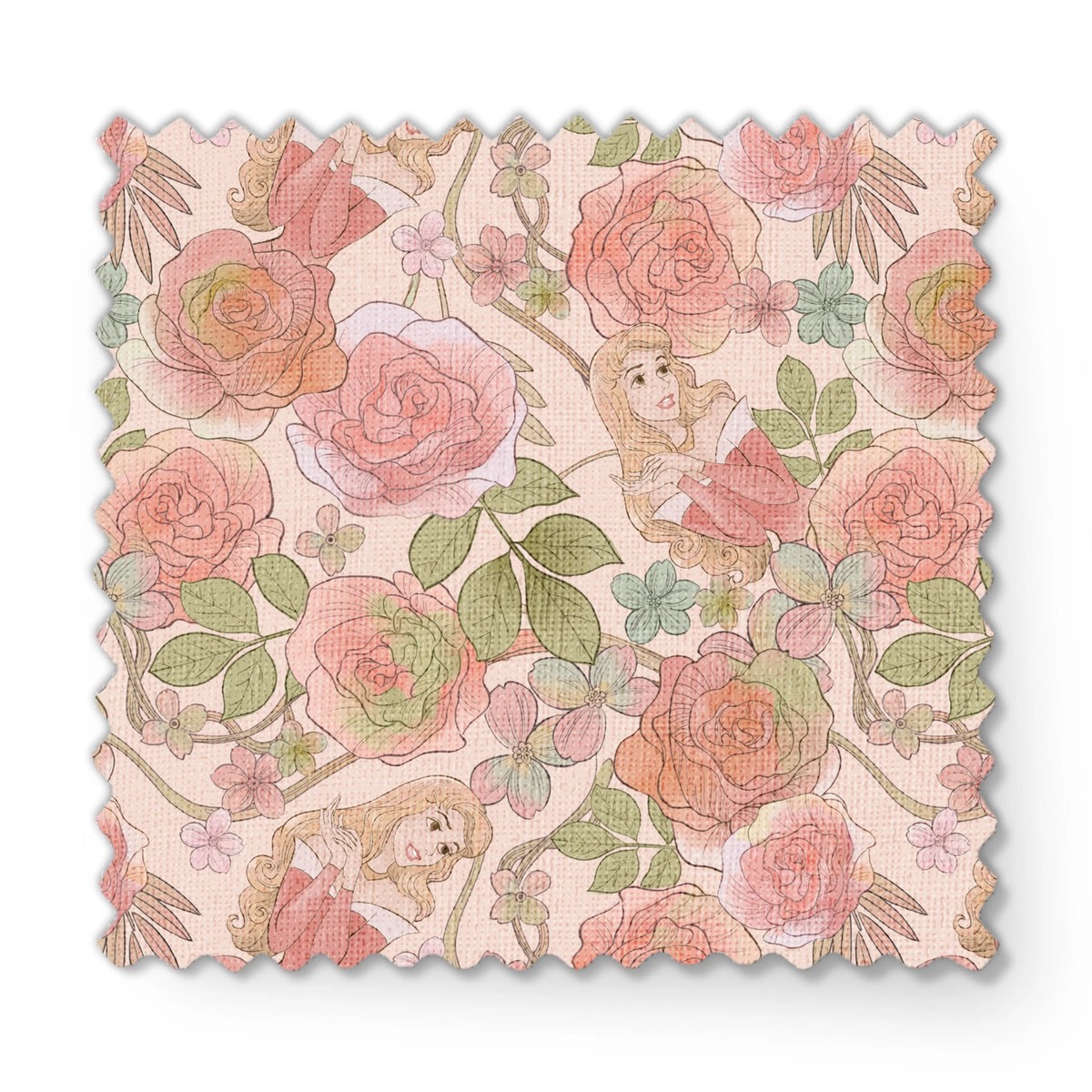 Disney Princess Aurora Pink Roses Fabric