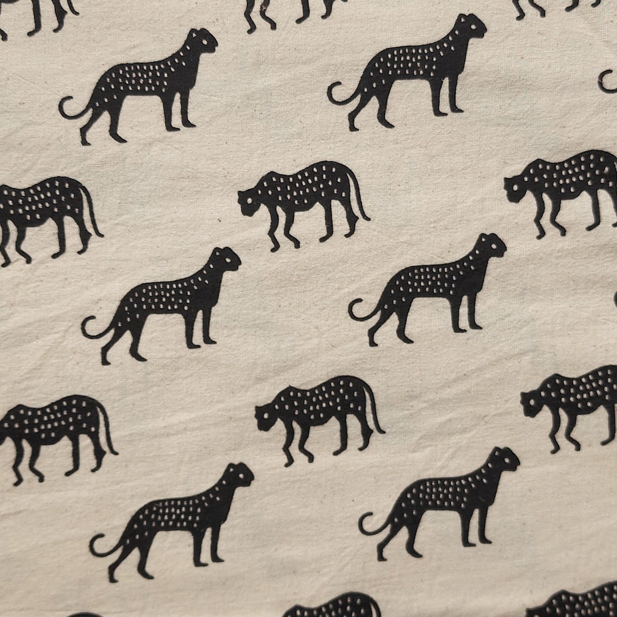 Pure Cotton Ajrak Vegetable Dyed Cream With Black Cheetah Hand Block Print Fabric