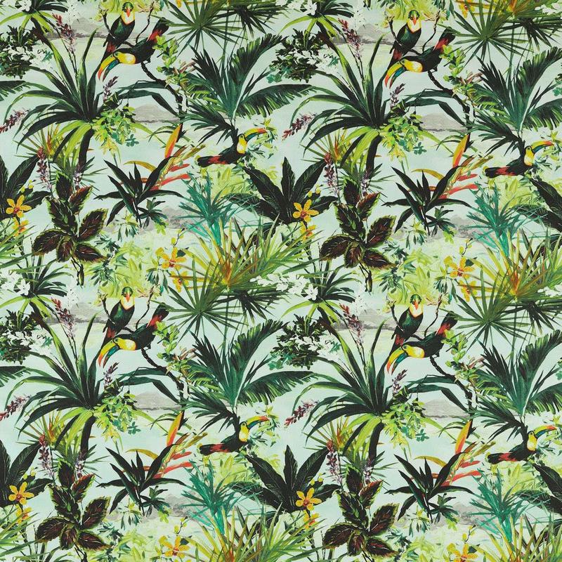 Toucan Outdoor Alfesco Indoor Outdoor Sky Fabric by Clarke & Clarke