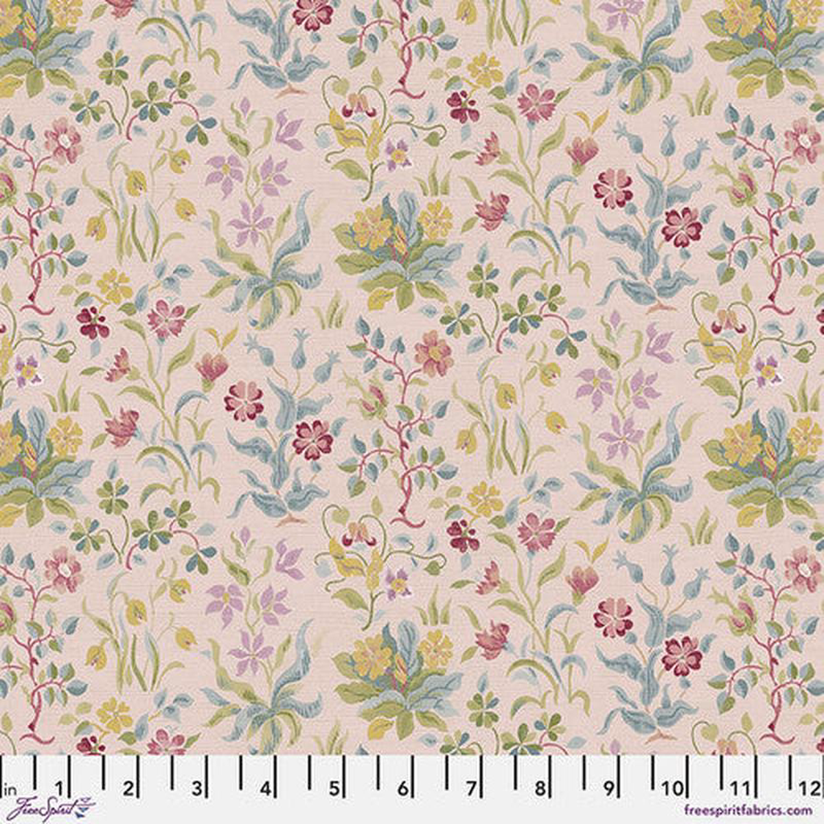 Fabric FreeSpirit Morris 038 Co Rose Small Flowers by May Red House by the Quarter Yard PWWM119ROSE