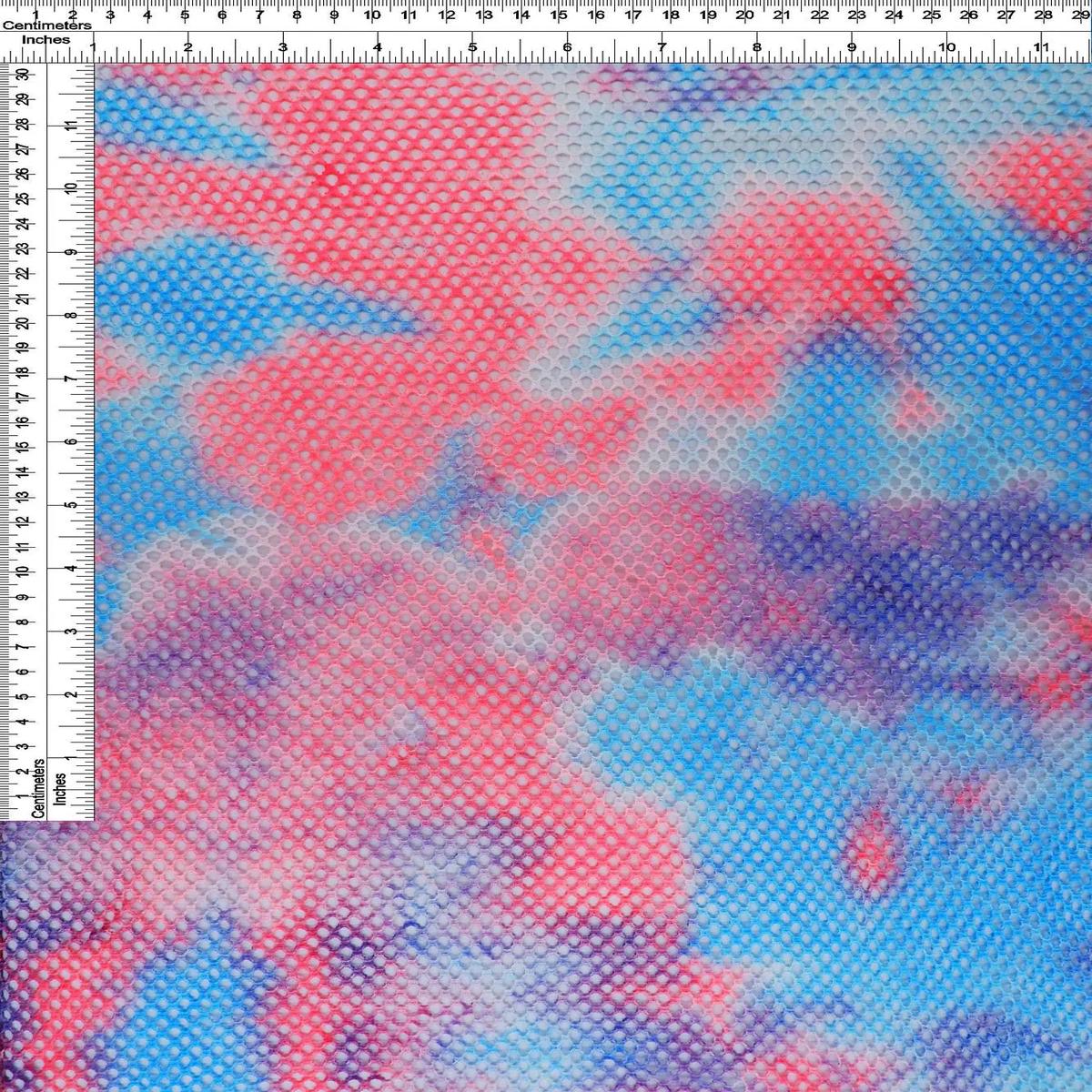 Fishnet Mesh Tie-Dye Stretch Fabric - MESH-4123 - NEON PINK/BLUE