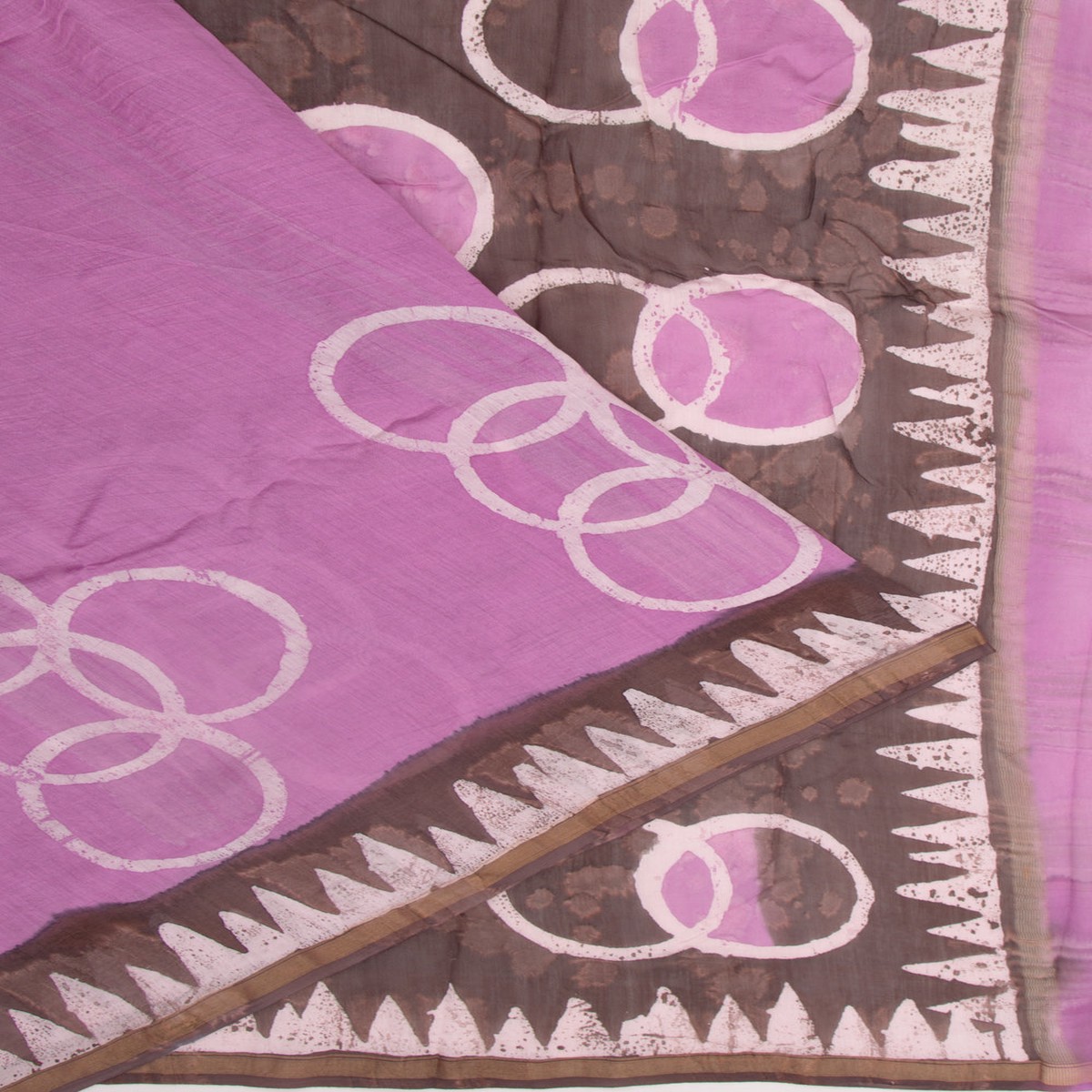Chanderi Silk Batik Printed Lavender Saree