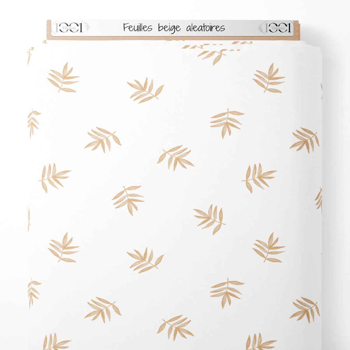 Tissu - Feuilles beige alatoires
