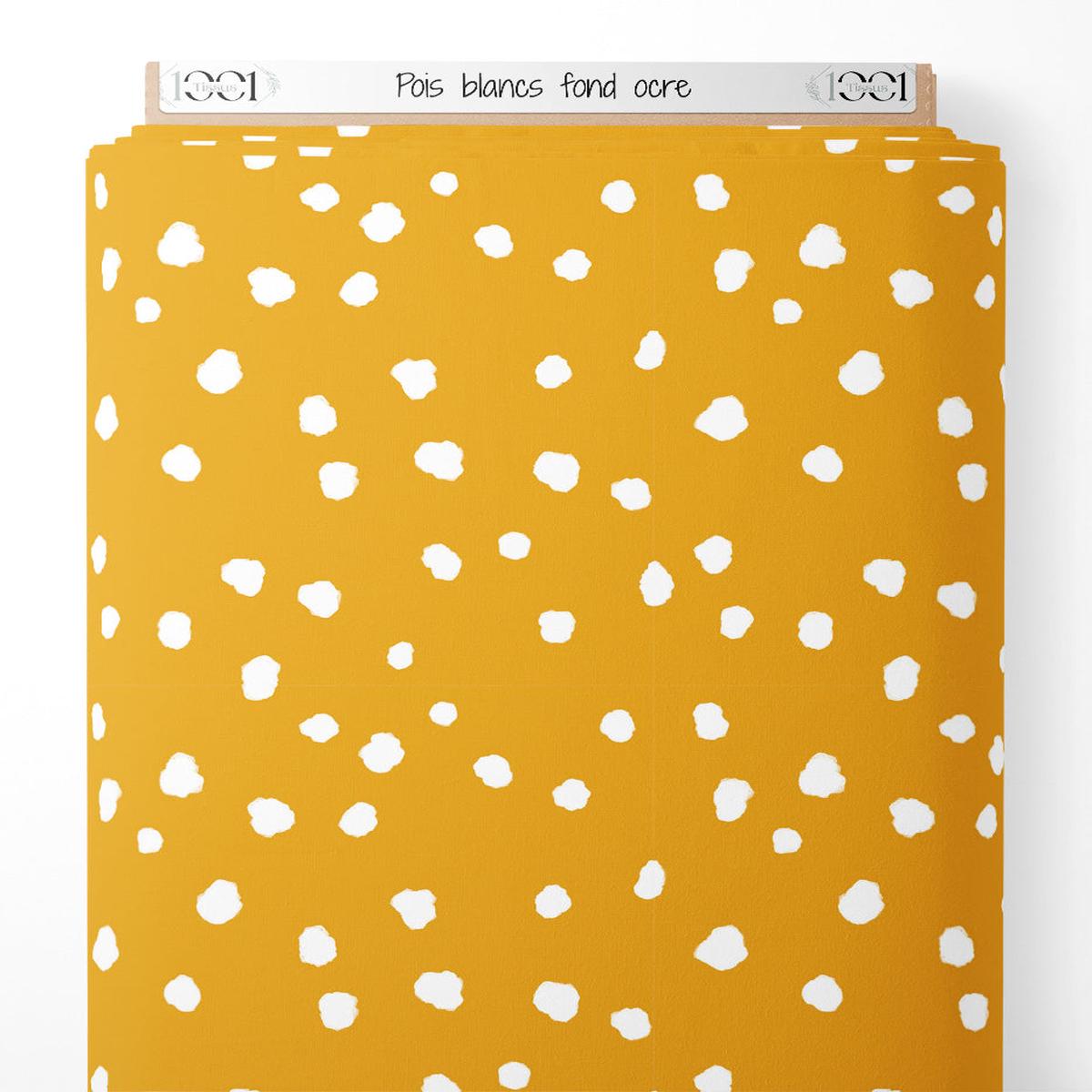 Tissu - Pois blancs sur fond ocre