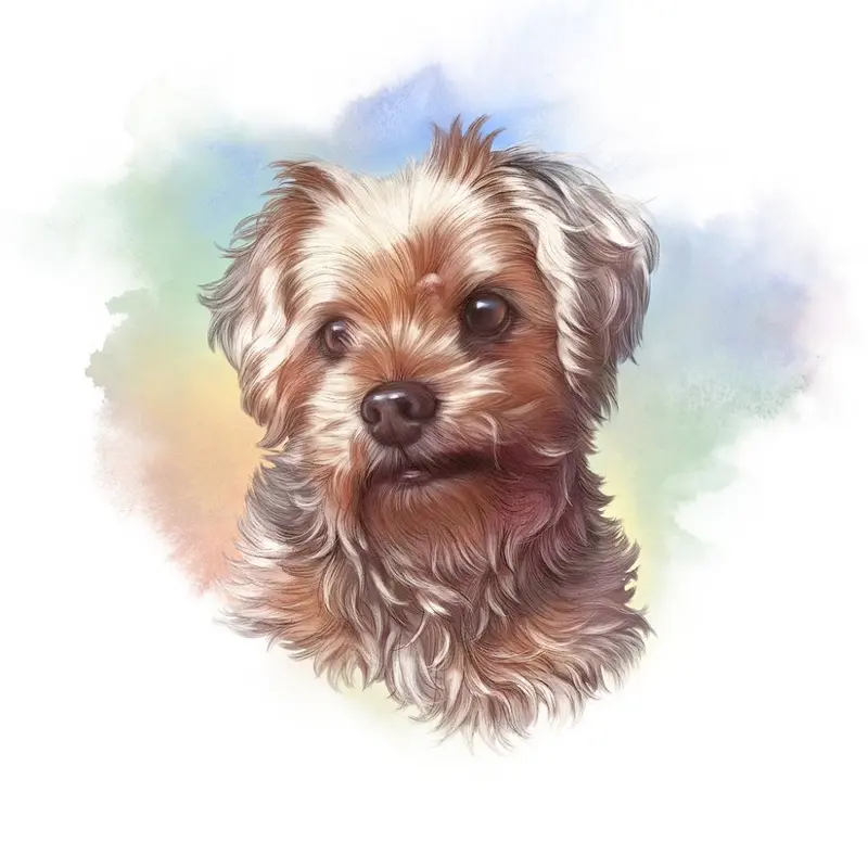 Toy Poodle Portrait Fabric Panel - Multi