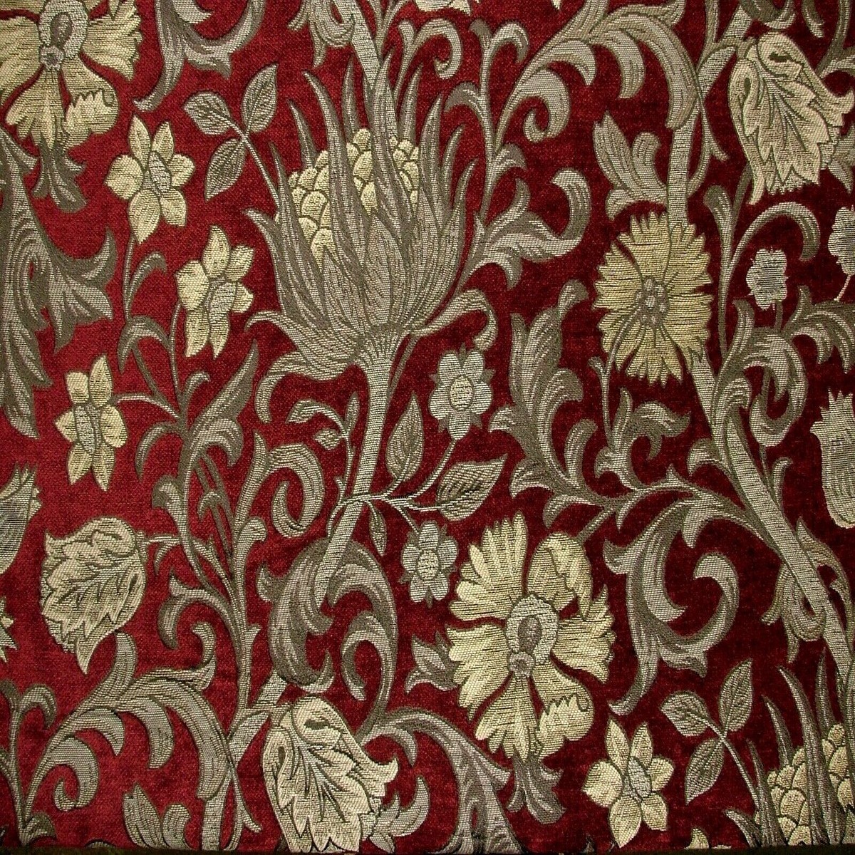 Chenille Curtain Fabric Scottish Thistle Red Cushion Upholstery Throws Blinds