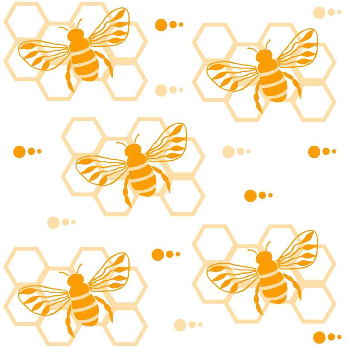 Handdrawn Bees Pattern 13 Quilting Cotton Fabric