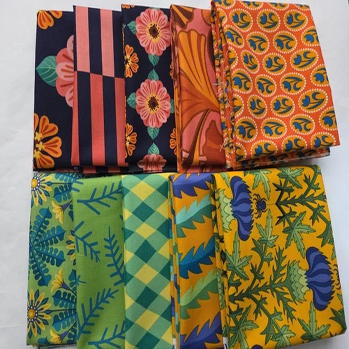 10 Fat Quarter Bundle - Jane Sassaman, Flower Dance, Quilt Fabric 100% Cotton