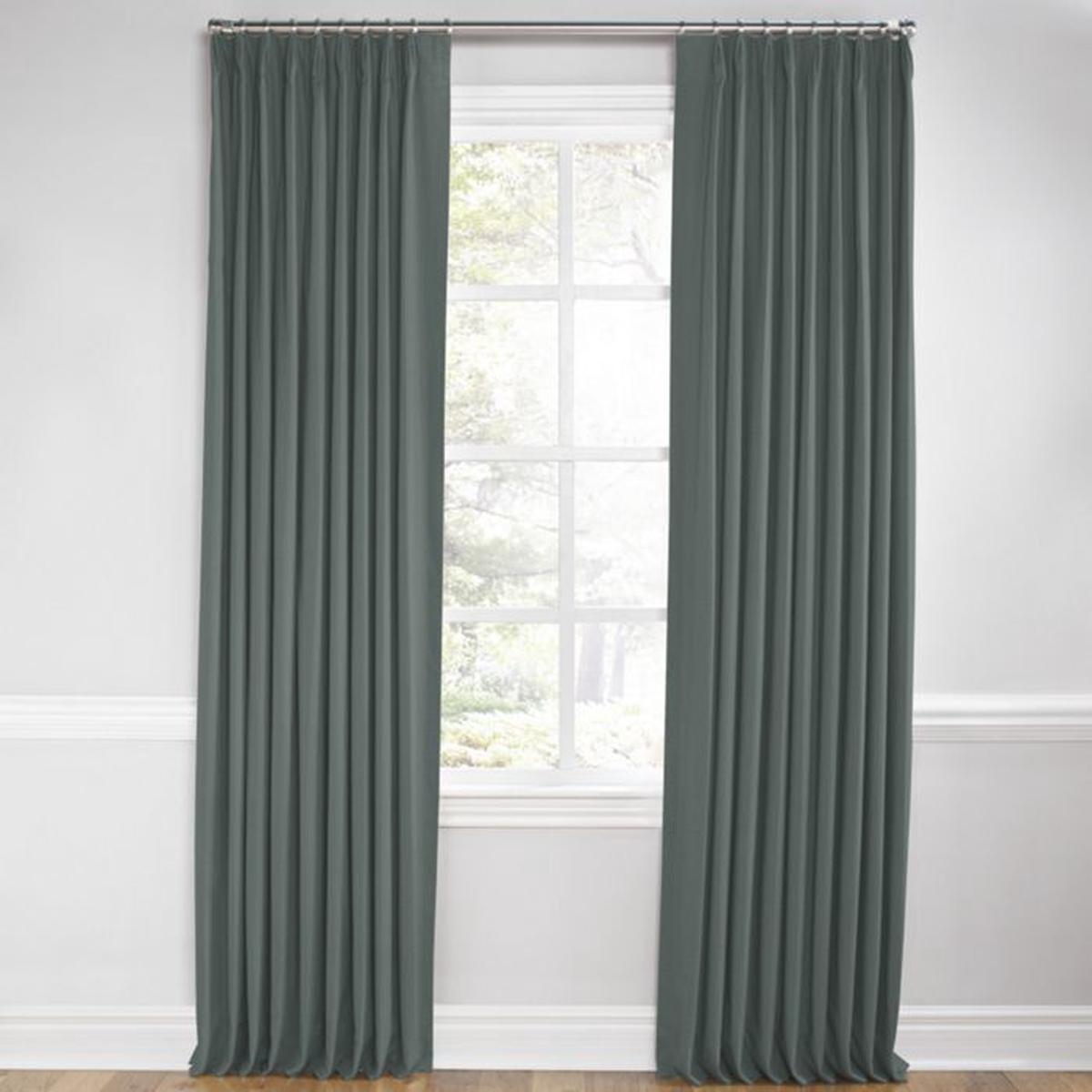 Euro Pleat Drapery in Lush Linen - Charcoal