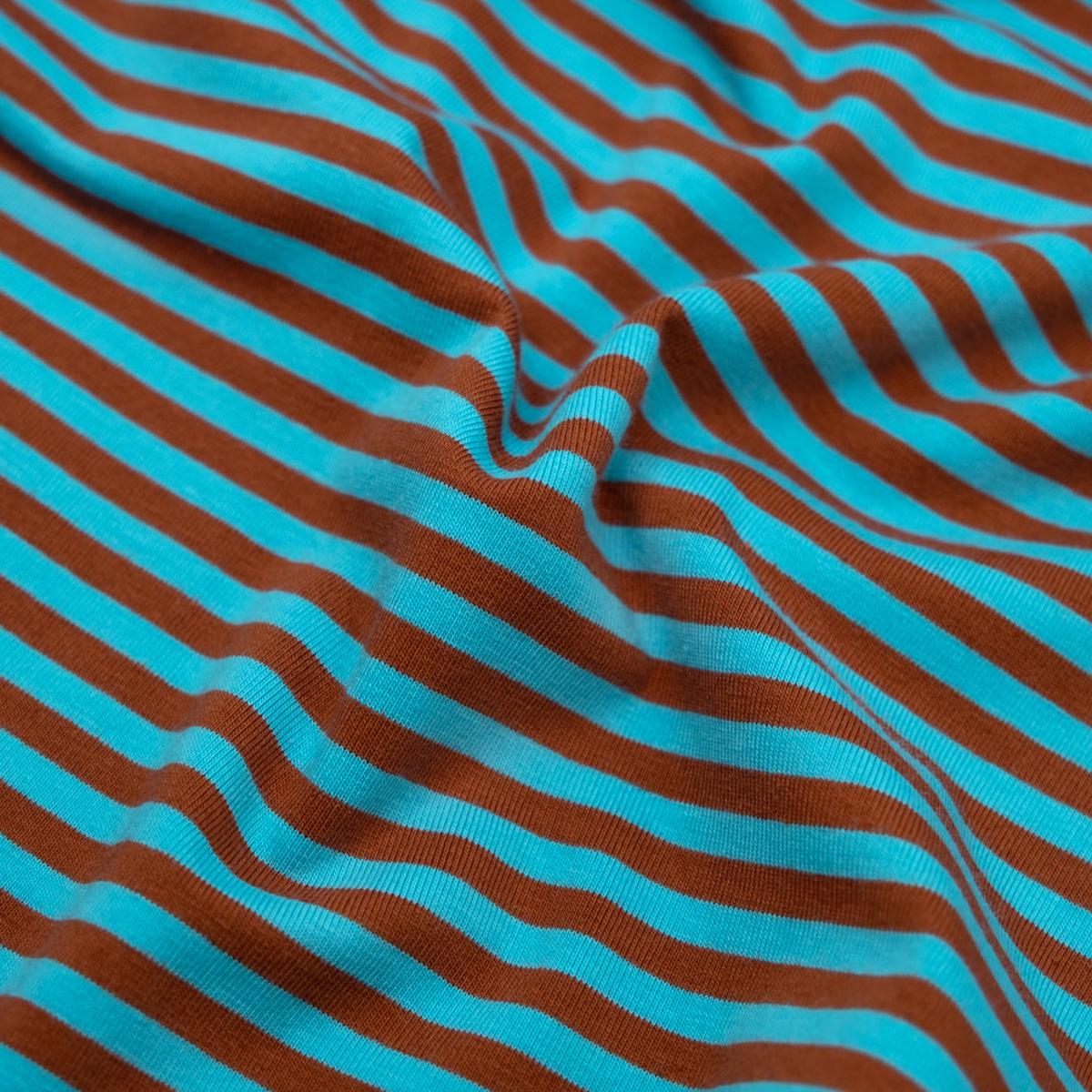 Skinny Sport Stripe Cotton Jersey - Aqua/Terracotta