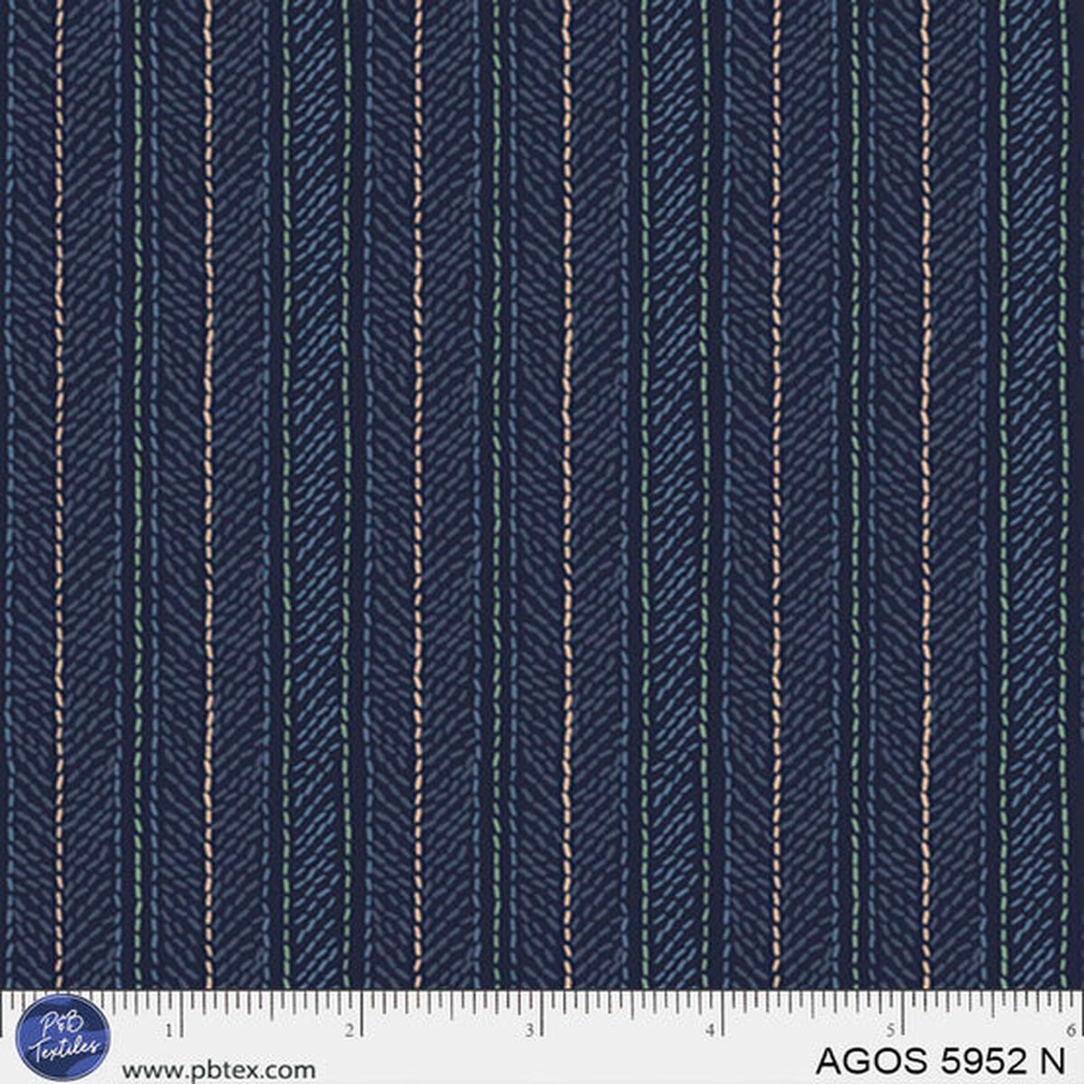 A Garden Of Stitches Navy Blue Stripes 44"/45" Fabric Per Yard