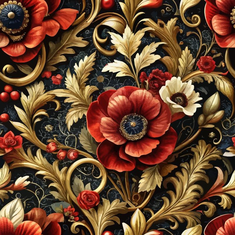 Baroque Florals Pattern 8 Quilting Cotton Fabric