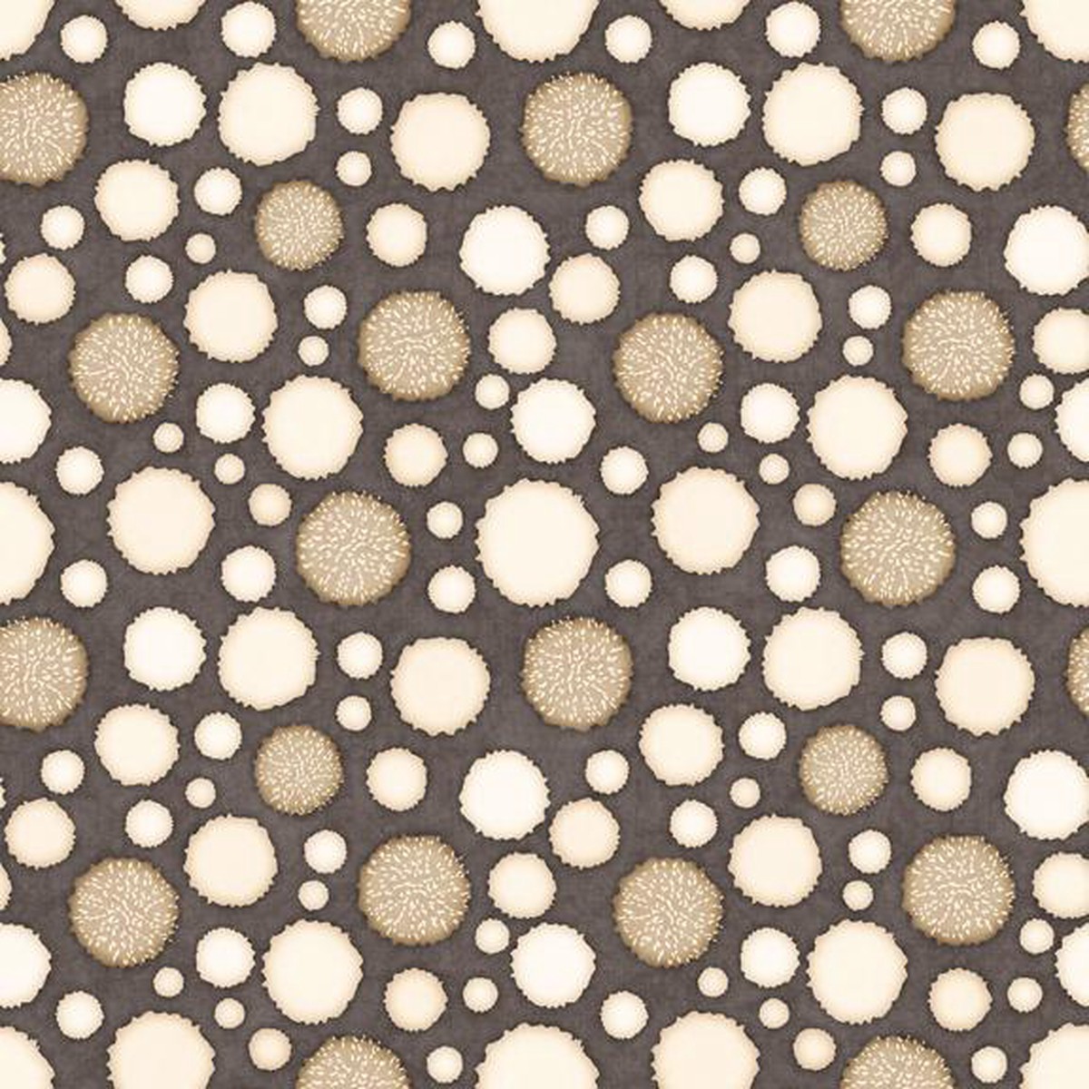Monkey Biz-Cream and Gold Puffs on Dark Taupe