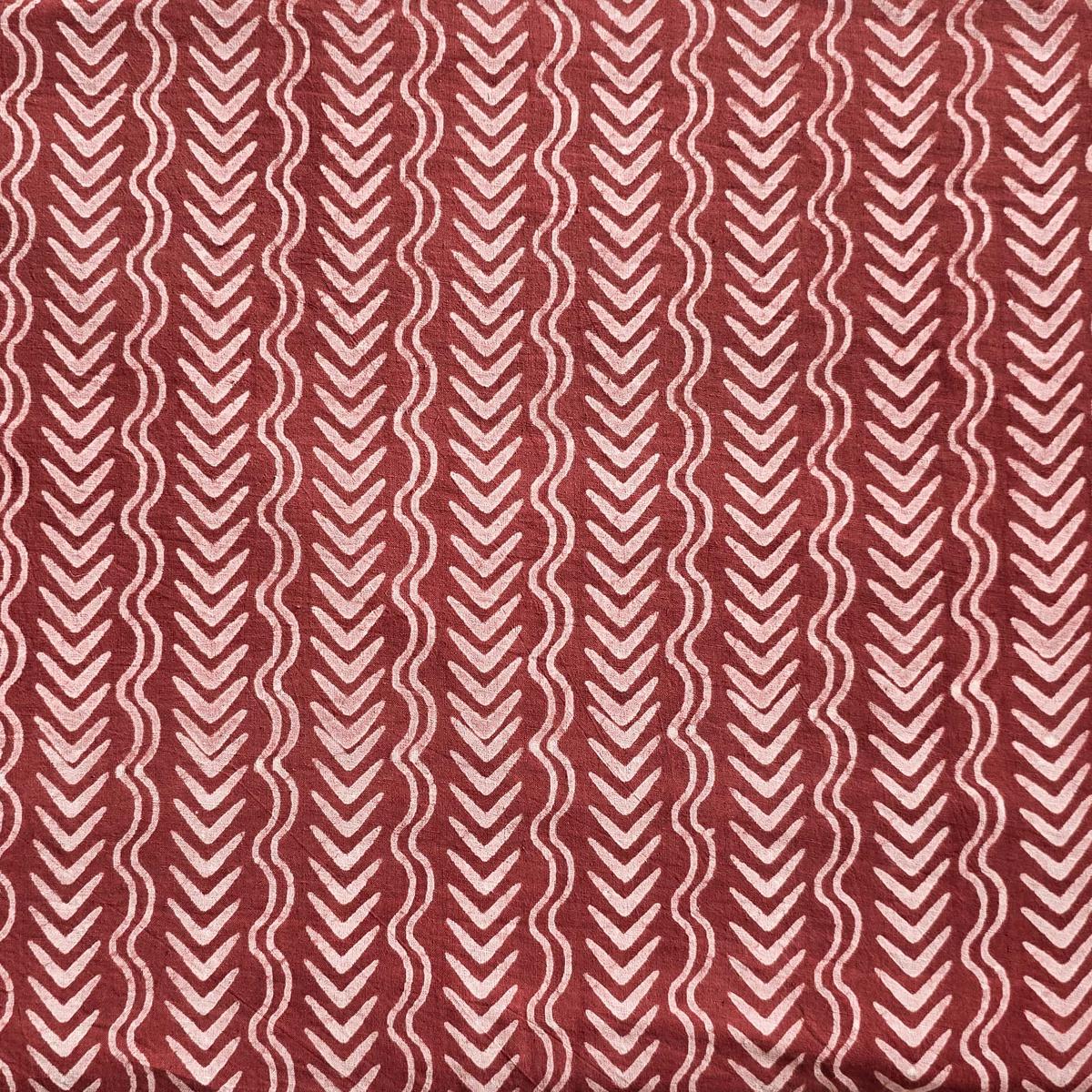 Pure Cotton Dabu Mud Red With White Border Hand Block Print