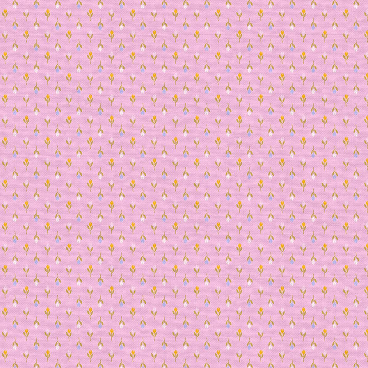 Stitched Tulips - Pink - Quilting Cotton