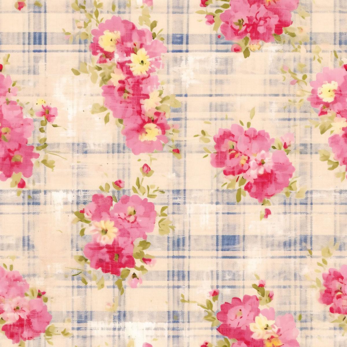Country Girl Pastel Pink Plaid Pattern 14 Quilting Cotton Fabric