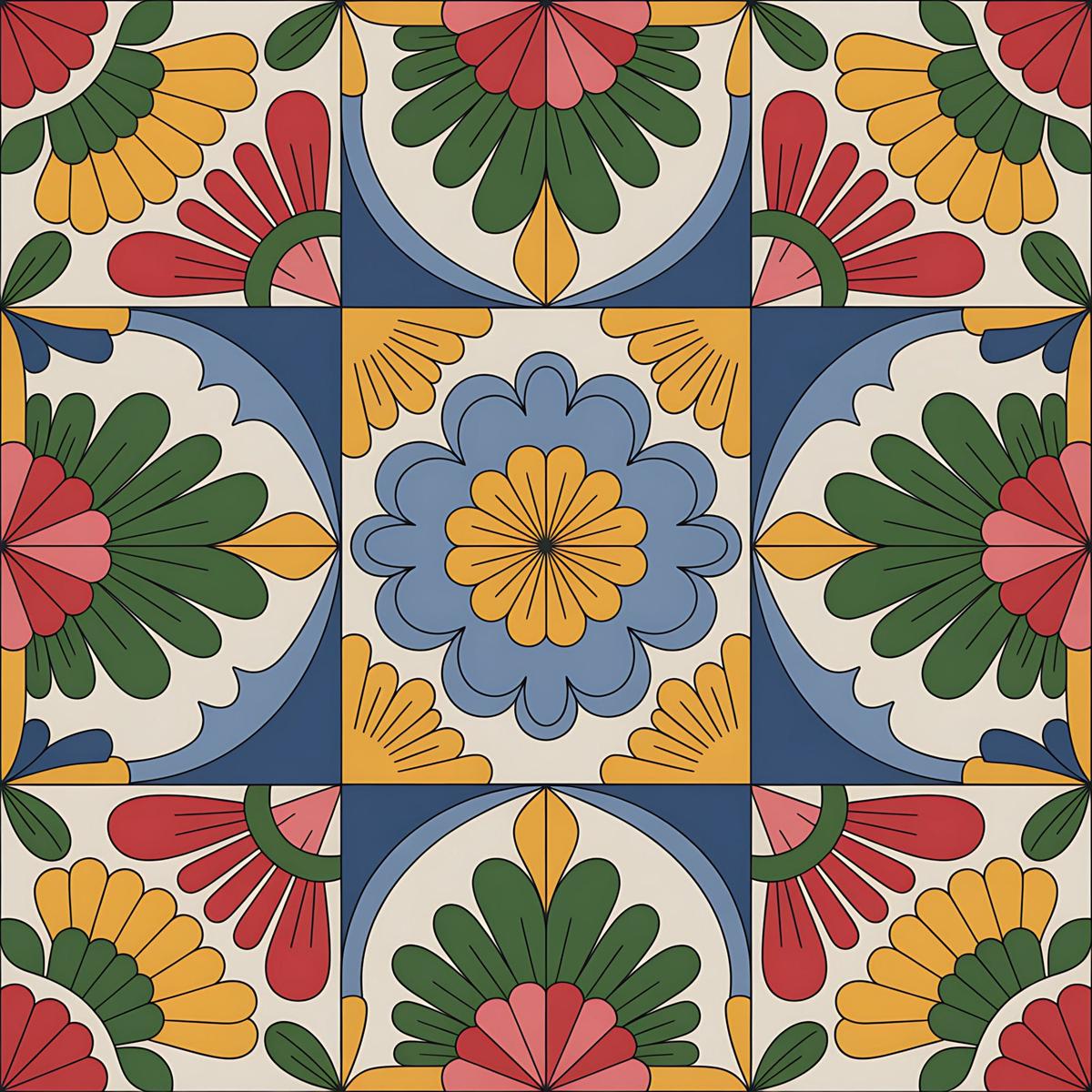 Mexican Talavera Pattern 16 Quilting Cotton Fabric