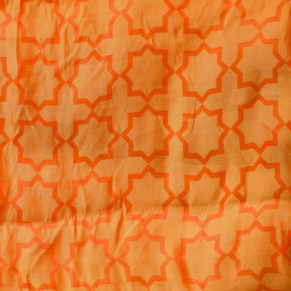 Brocade Orange With Gold Self Design Fabric