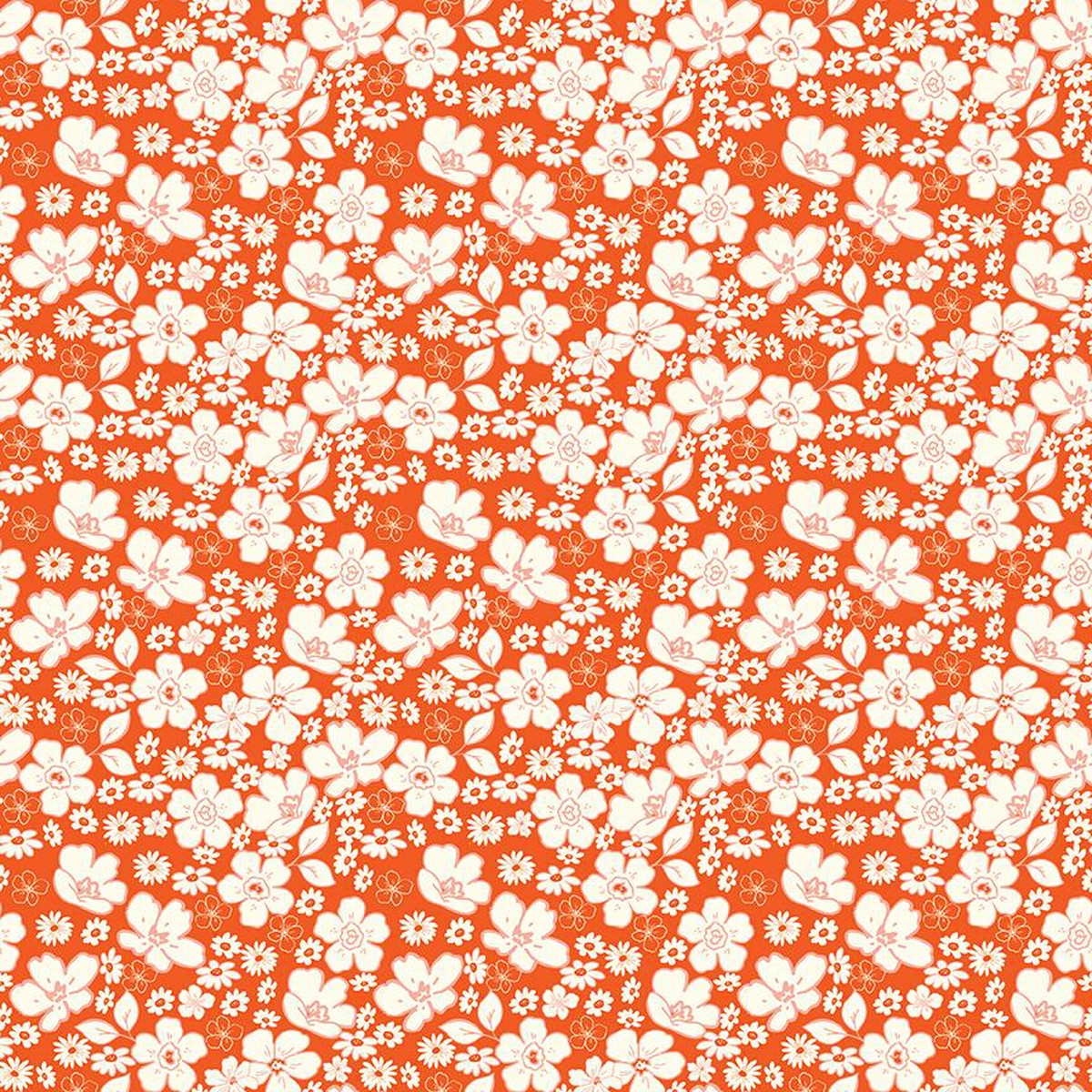 Here Comes the Sun-White Flowers on Red