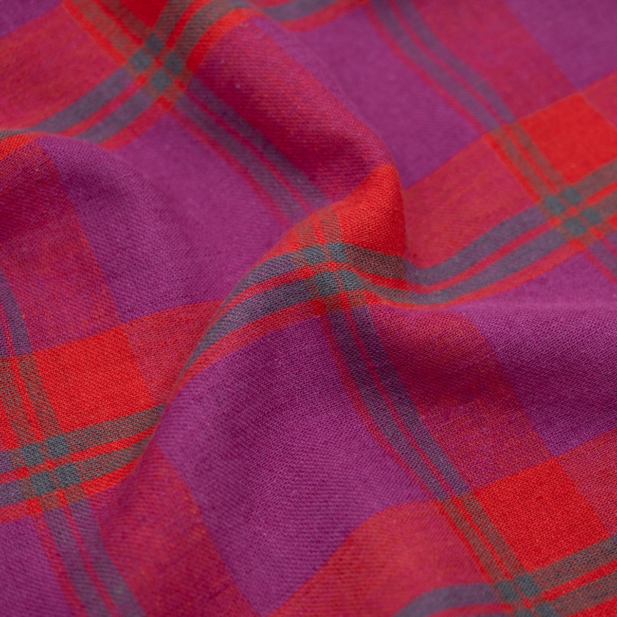 Jumbo Plaid Yarn Dyed Cotton Linen - Amaranth/Cherry