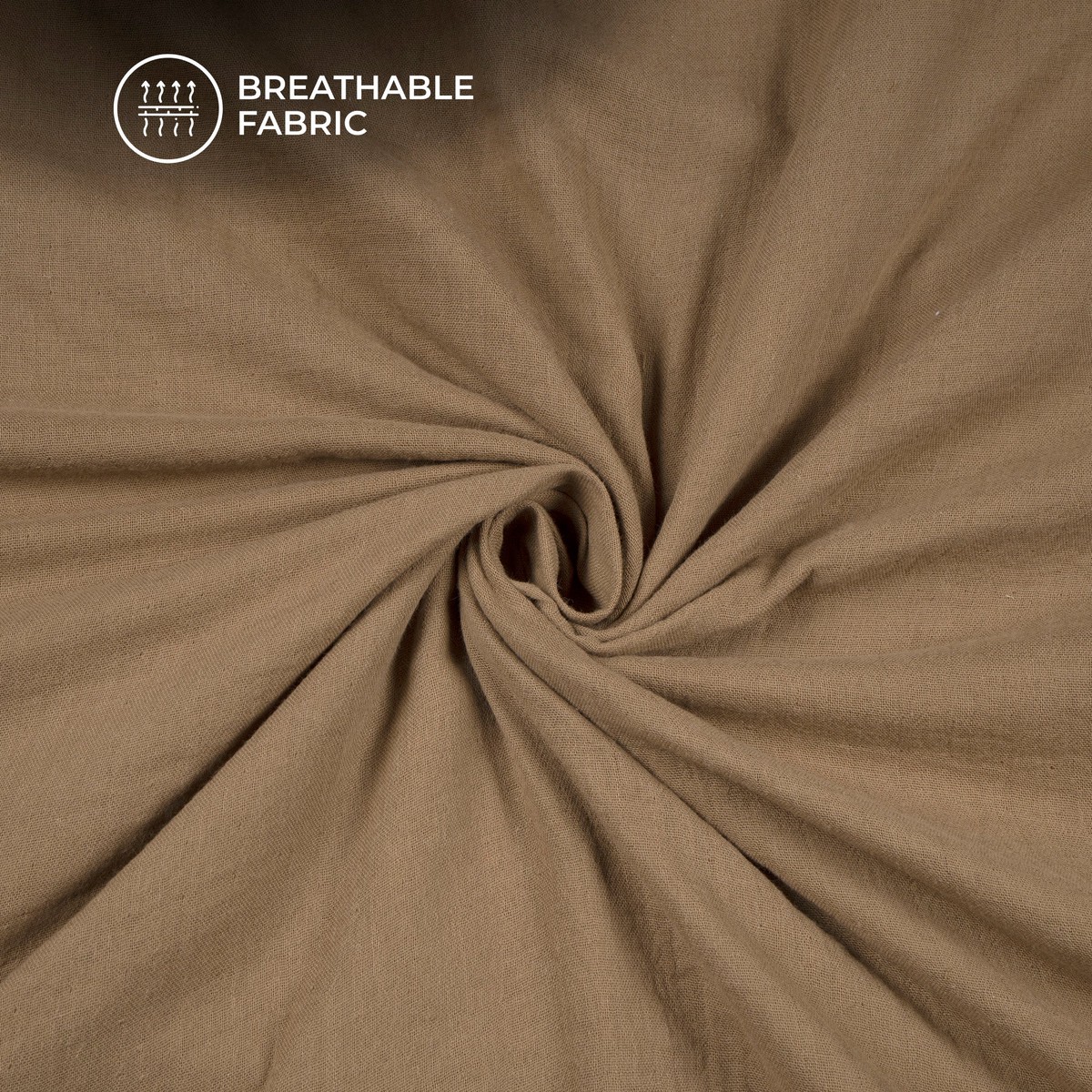 Plain Saddle Brown Soft Luxe Double Cloth Cheesy Cotton Fabric (Width 55 Inches)
