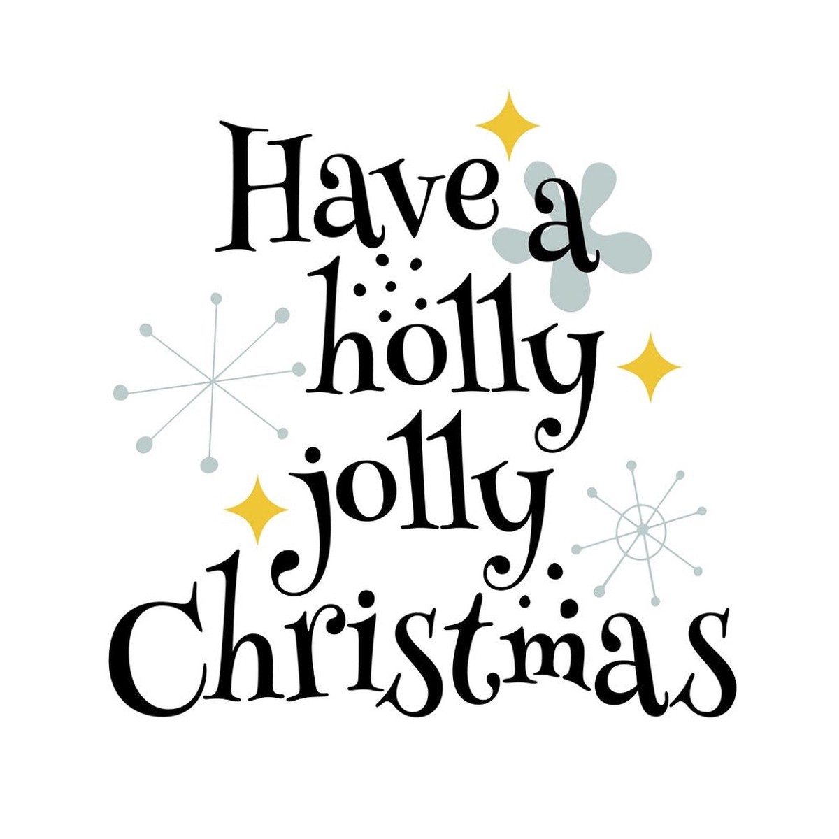 Retro Holly Jolly Christmas Fabric Panel - White